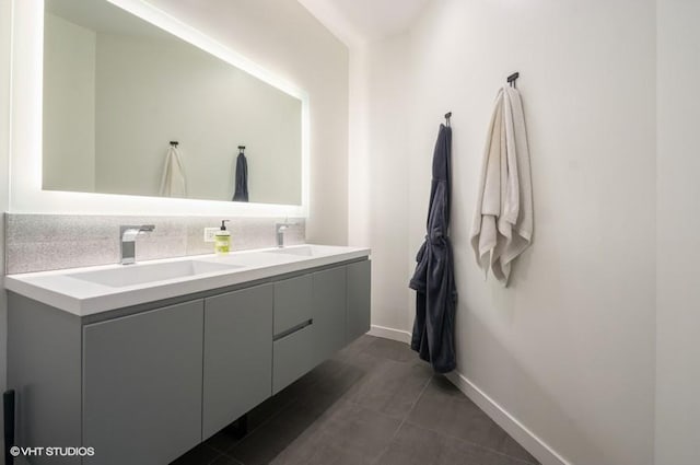 600 N Fairbanks Ct Unit 1707, Chicago, IL 60611 - full bathroom with double vanity, baseboards, and tile patterned flooring