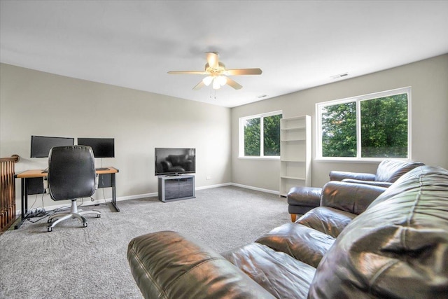2585 Lambert Dr, Aurora, IL 60503 - office area featuring carpet flooring and ceiling fan