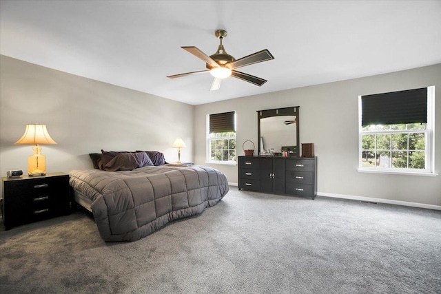 2585 Lambert Dr, Aurora, IL 60503 - carpeted bedroom with baseboards and a ceiling fan