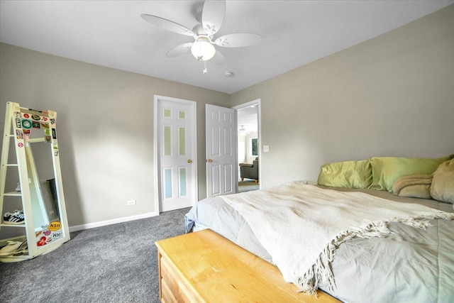 2585 Lambert Dr, Aurora, IL 60503 - carpeted bedroom with baseboards and a ceiling fan