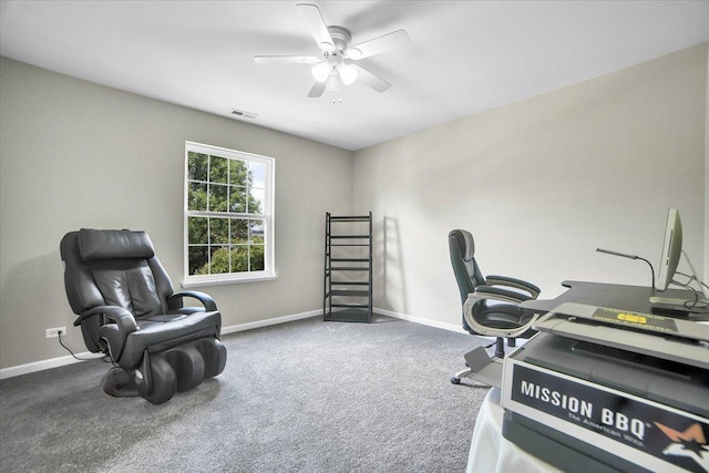 2585 Lambert Dr, Aurora, IL 60503 - office area with carpet flooring and ceiling fan