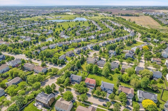 2585 Lambert Dr, Aurora, IL 60503 - aerial view of property's location with a large body of water and nearby suburban area