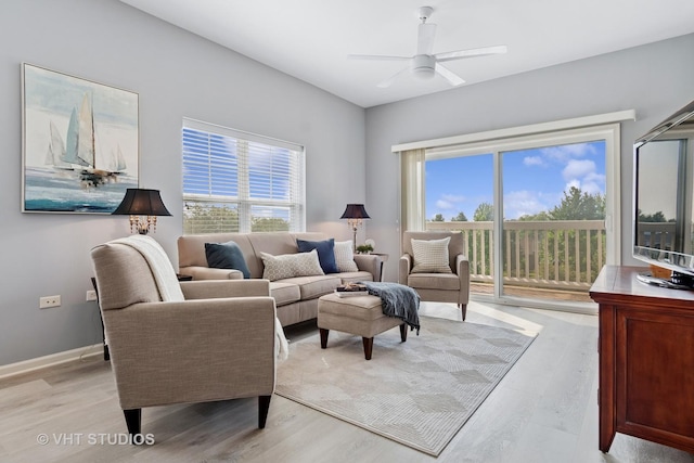 3975 Idlewild Ln Unit 200, Naperville, IL 60564 - living room with light wood-type flooring, a ceiling fan, and baseboards