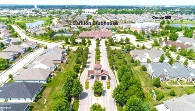 3975 Idlewild Ln Unit 200, Naperville, IL 60564 - aerial view of property and surrounding area with a nearby body of water and nearby suburban area