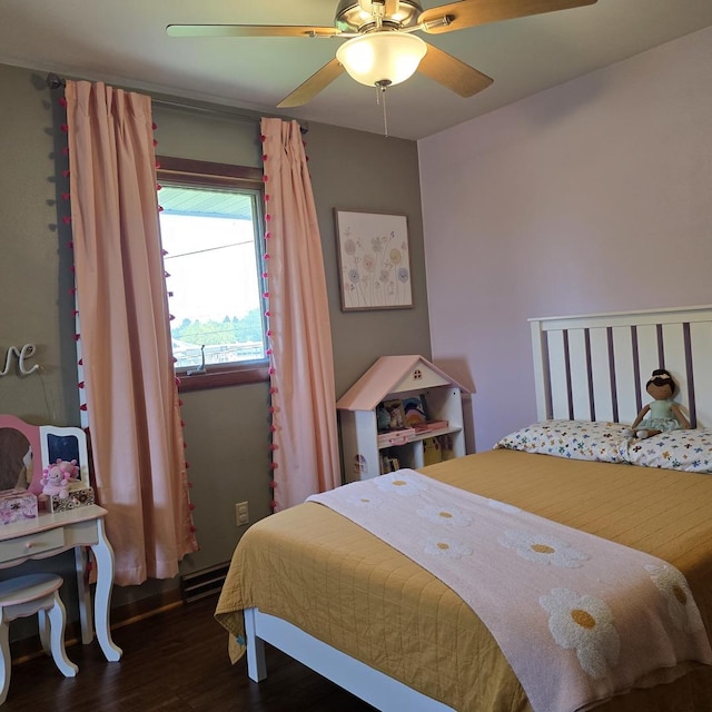 421 W 1st St, Stillman Valley, IL 61084 - bedroom with wood finished floors and a ceiling fan