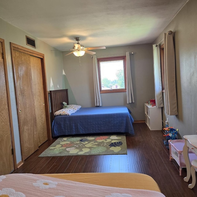 421 W 1st St, Stillman Valley, IL 61084 - bedroom with hardwood / wood-style flooring and ceiling fan