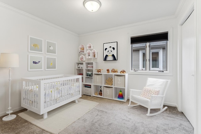 1443 W Wrightwood Ave Unit B, Chicago, IL 60614 - carpeted bedroom featuring ornamental molding and a nursery area