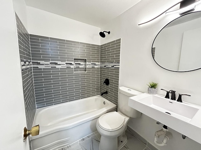 16612 Ashland Ave, Markham, IL 60428 - full bathroom featuring  shower combination, toilet, and marble finish floors