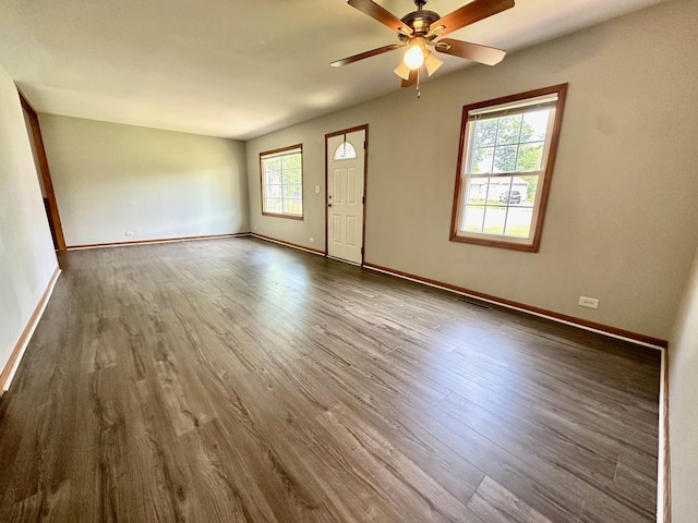 814 Spruce Ct, Streamwood, IL 60107 - unfurnished room with dark wood finished floors and a ceiling fan