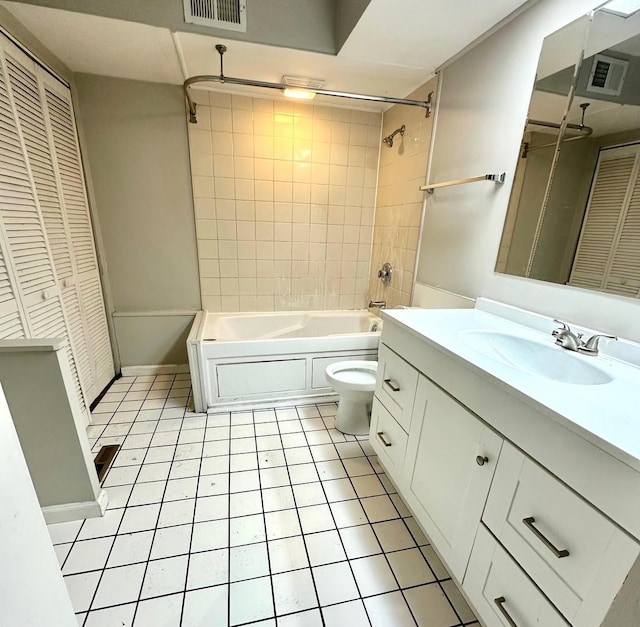 814 Spruce Ct, Streamwood, IL 60107 - full bath featuring tile patterned flooring, a combined bath / shower with rainfall shower, vanity, and a closet