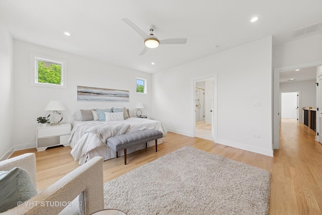3300 S Giles Ave, Chicago, IL 60616 - bedroom with light wood finished floors, recessed lighting, and a ceiling fan