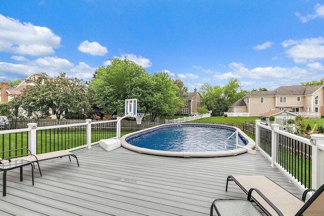 1560 Kensington Dr, Algonquin, IL 60102 - view of swimming pool featuring a wooden deck and a residential view