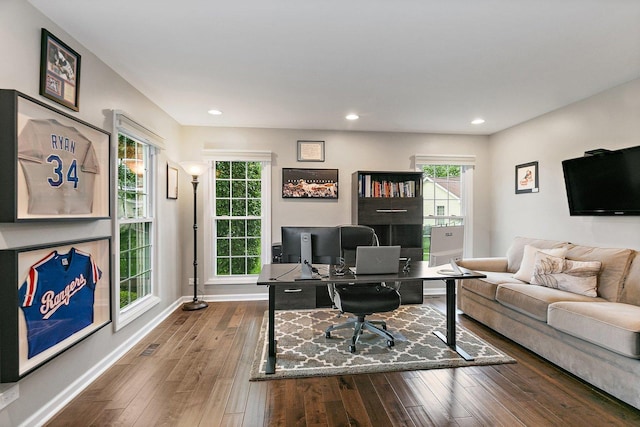 1560 Kensington Dr, Algonquin, IL 60102 - office featuring hardwood / wood-style flooring, recessed lighting, and baseboards