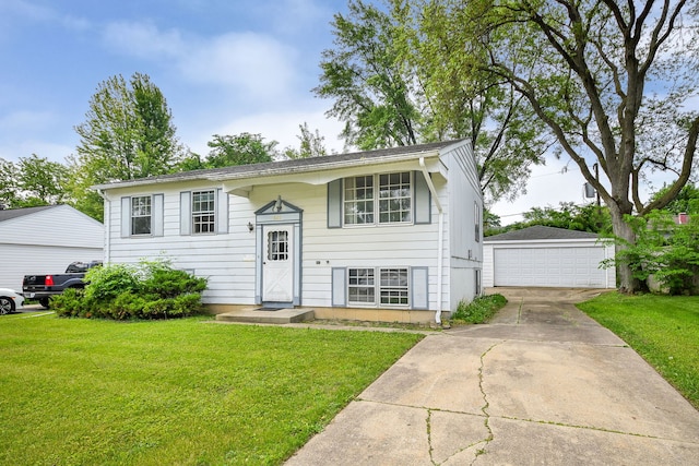323 Mark Ave, Glendale Heights, IL 60139 - split foyer home with a garage, an outbuilding, and a front lawn