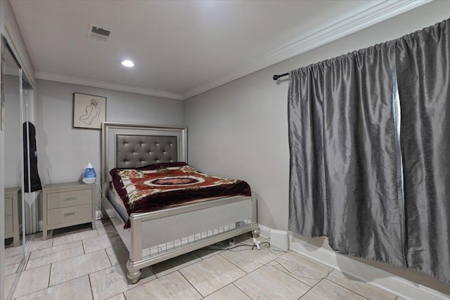 8353 N Drake Ave, Skokie, IL 60076 - bedroom with crown molding, recessed lighting, and light tile patterned floors