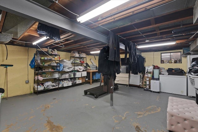 8353 N Drake Ave, Skokie, IL 60076 - unfinished below grade area with fridge