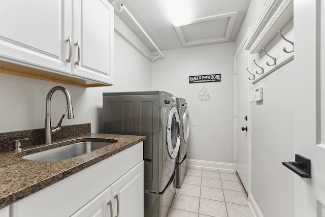20142 Crystal Lake Way, Frankfort, IL 60423 - washroom featuring washer and dryer, cabinet space, and light tile patterned floors