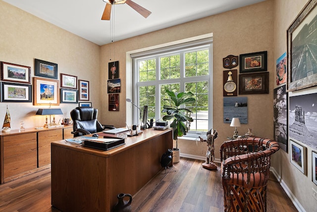 20142 Crystal Lake Way, Frankfort, IL 60423 - office featuring dark wood-type flooring and a ceiling fan