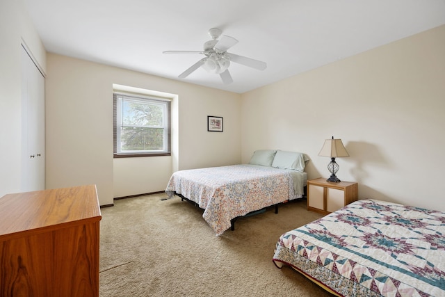 1486 Haverhill Dr, Wheaton, IL 60189 - bedroom with carpet flooring, ceiling fan, a closet, and baseboards