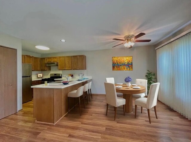 304 University Ln Unit 5, Elk Grove Village, IL 60007 - kitchen with appliances with stainless steel finishes, a sink, light countertops, a peninsula, and wood finished floors