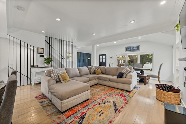 2705 Cuyler Ave, Berwyn, IL 60402 - living area featuring stairway, light wood-type flooring, recessed lighting, and ornamental molding