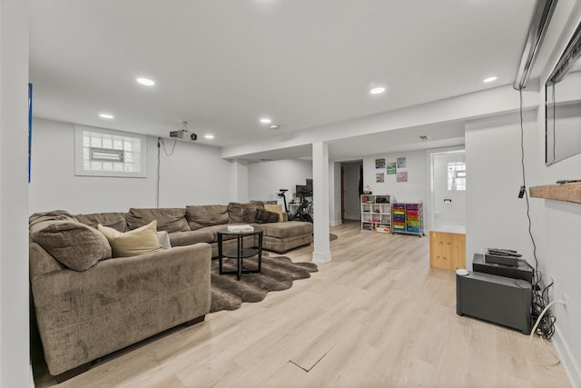 2705 Cuyler Ave, Berwyn, IL 60402 - living room featuring light wood finished floors, recessed lighting, and healthy amount of natural light
