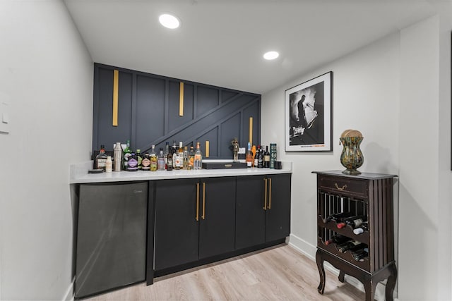 2705 Cuyler Ave, Berwyn, IL 60402 - indoor dry bar featuring light wood finished floors, a decorative wall, and recessed lighting