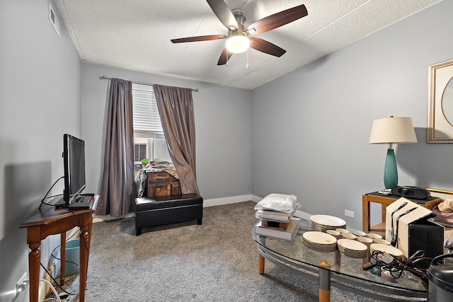 15713 Orlan Brook Dr Unit 97, Orland Park, IL 60462 - office area featuring a ceiling fan, carpet floors, and a textured ceiling