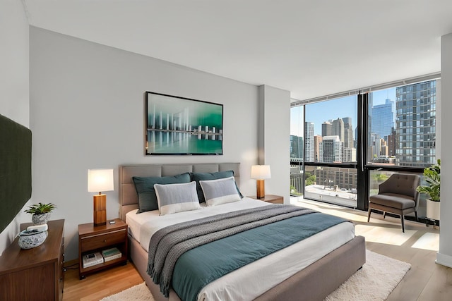 1122 N Clark St Unit 1710, Chicago, IL 60610 - bedroom featuring wood finished floors, floor to ceiling windows, and a skyline view