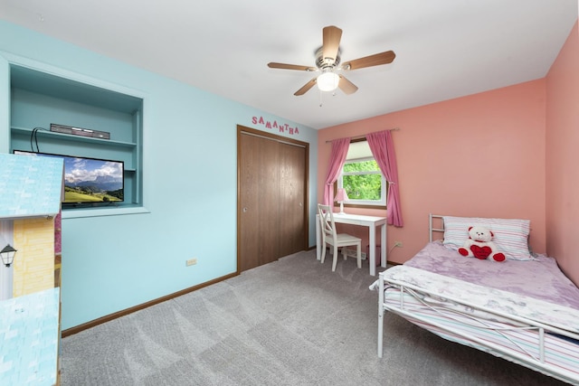 3908 Juniper Ave, Joliet, IL 60431 - bedroom with carpet, a closet, and ceiling fan