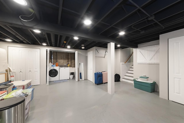 3908 Juniper Ave, Joliet, IL 60431 - finished below grade area with independent washer and dryer, stairway, and a sink
