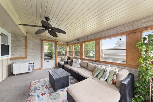 3908 Juniper Ave, Joliet, IL 60431 - sunroom / solarium with an outdoor living space, ceiling fan, and vaulted ceiling