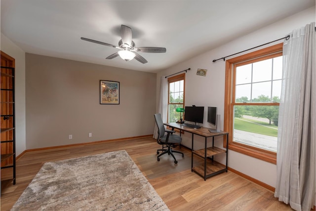 0S630 Hubbard Pl, Geneva, IL 60134 - home office with a ceiling fan and light wood finished floors