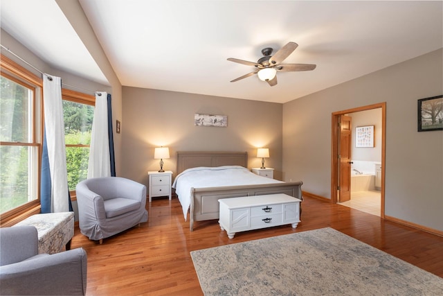 0S630 Hubbard Pl, Geneva, IL 60134 - bedroom featuring light wood finished floors, connected bathroom, and ceiling fan