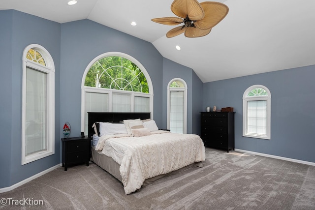 2609 Dougall Rd, Joliet, IL 60433 - bedroom with vaulted ceiling, carpet, recessed lighting, and ceiling fan