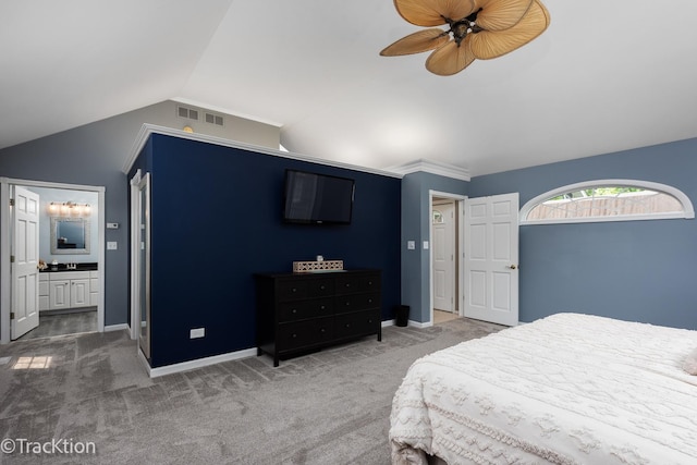 2609 Dougall Rd, Joliet, IL 60433 - carpeted bedroom with lofted ceiling and ensuite bathroom