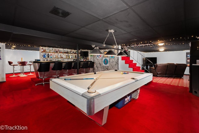 2609 Dougall Rd, Joliet, IL 60433 - game room featuring a dry bar, billiards, and carpet flooring