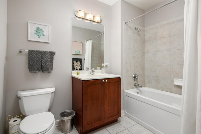 2257 W Lake St Unit 101, Chicago, IL 60612 - bathroom featuring shower / bath combination with curtain, vanity, toilet, and tile patterned flooring