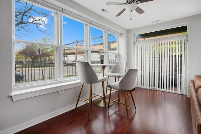 2257 W Lake St Unit 101, Chicago, IL 60612 - dining room with ceiling fan, wood finished floors, and plenty of natural light