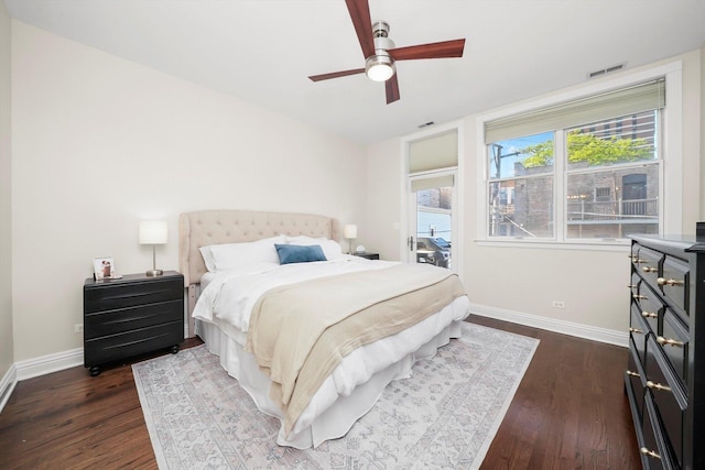 851 W Fletcher St Unit 2, Chicago, IL 60657 - bedroom featuring dark wood finished floors, baseboards, and a ceiling fan