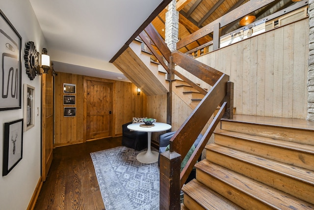 4N650 Pheasant Run Dr, Saint Charles, IL 60175 - staircase featuring wood walls and wood finished floors