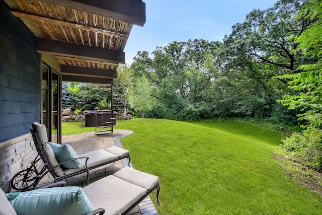 4N650 Pheasant Run Dr, Saint Charles, IL 60175 - view of grassy yard with a patio area and a hot tub