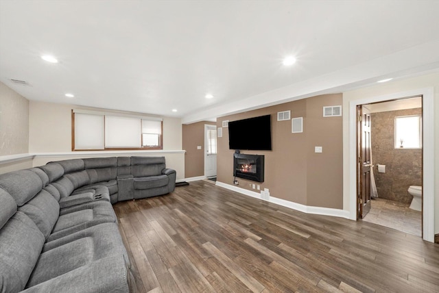 7510 Lorel Ave, Burbank, IL 60459 - living area featuring wood finished floors, recessed lighting, and a glass covered fireplace