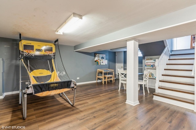 1037 Cedar Ln, Northbrook, IL 60062 - recreation room with baseboards and wood finished floors