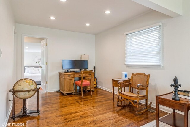 1037 Cedar Ln, Northbrook, IL 60062 - office with wood finished floors, recessed lighting, and baseboards