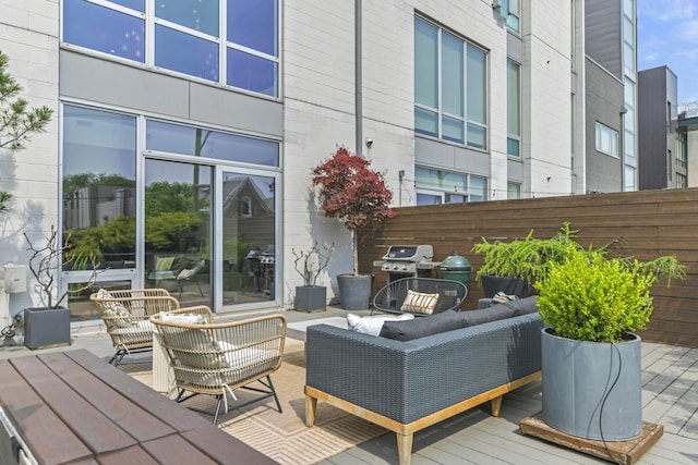 1615 N Wolcott Ave Unit 204, Chicago, IL 60622 - wooden terrace featuring an outdoor hangout area and a grill