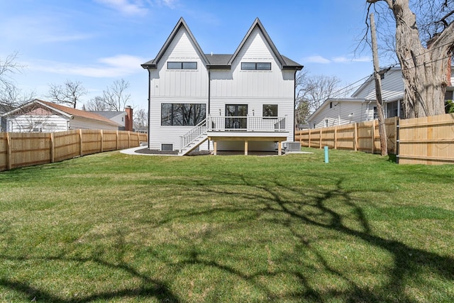 299 Cottage Ave, Glen Ellyn, IL 60137 - rear view of property featuring stairway, board and batten siding, a wooden deck, and central AC
