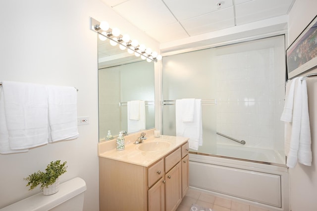 1500 S Ardmore Ave Unit 310, Villa Park, IL 60181 - bathroom with vanity, toilet, enclosed tub / shower combo, and tile patterned flooring