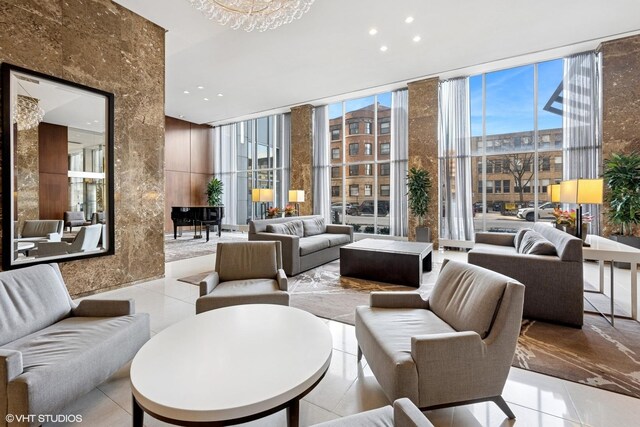 655 W Irving Park Rd Unit 2903, Chicago, IL 60613 - lobby featuring floor to ceiling windows and recessed lighting