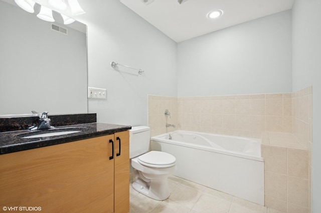 911 Busse Hwy Unit 302, Park Ridge, IL 60068 - full bath with toilet, a bath, tile patterned floors, vanity, and recessed lighting